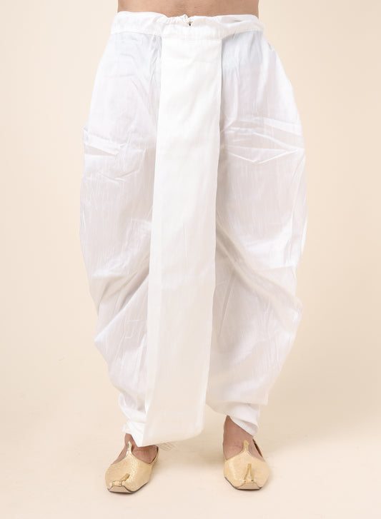 Men’s White Silk Blend Ready-to-Wear Dhoti