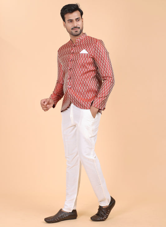 Men’s Maroon Silk Jodhpuri Suit