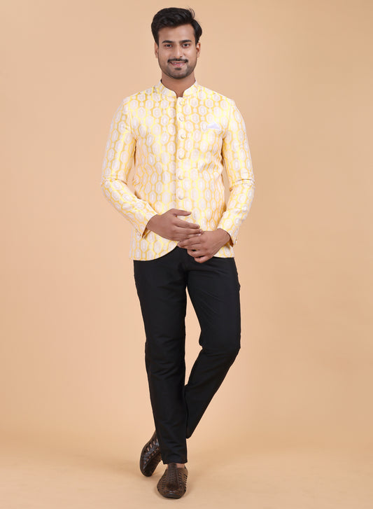 Men’s Yellow Silk Jodhpuri Suit