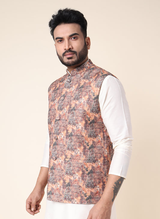 Men’s Multicolor Textured Nehru Jacket