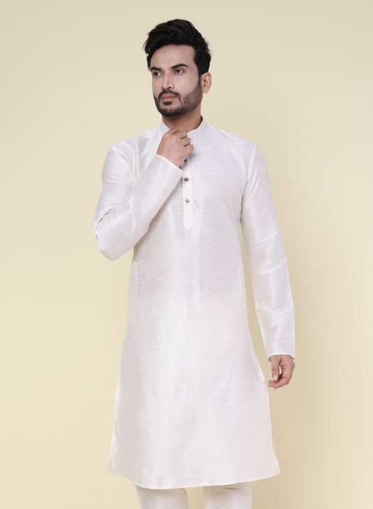 Men's Creme Silk Blend Kurta