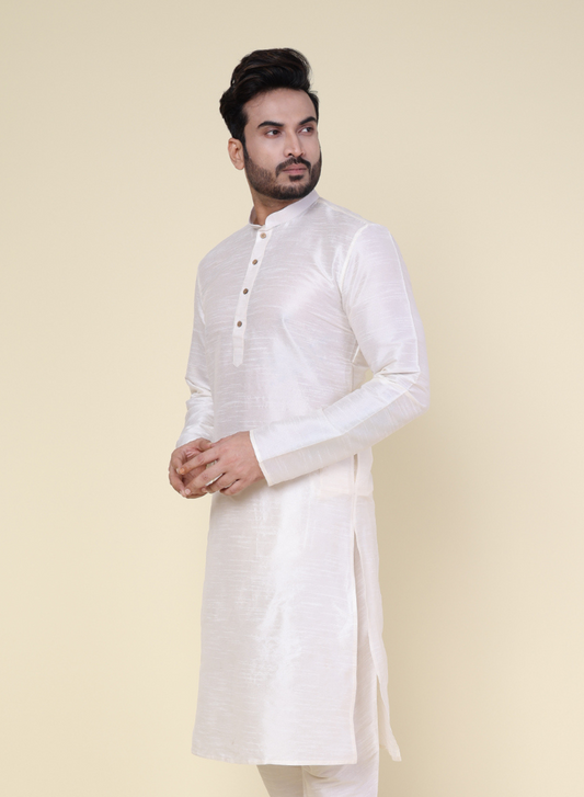 Men's Creme Silk Blend Kurta