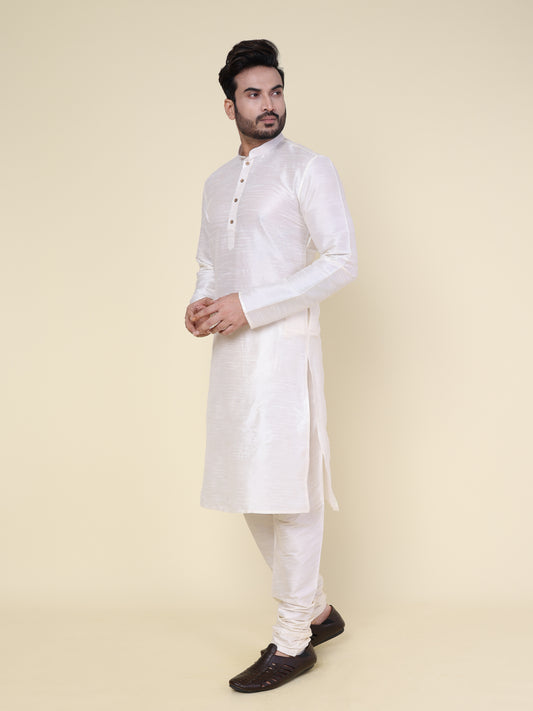 Men's Cream Silk Blend Kurta with Pajama