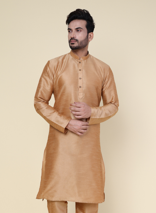 Men's Rose Gold Silk Blend Kurta