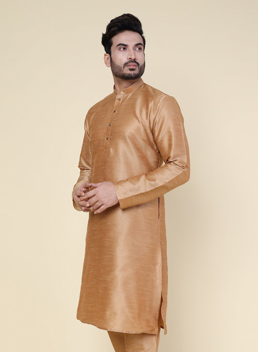 Men's Rose Gold Silk Blend Kurta