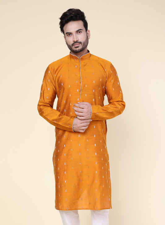 Men's Rust Silk Kurta