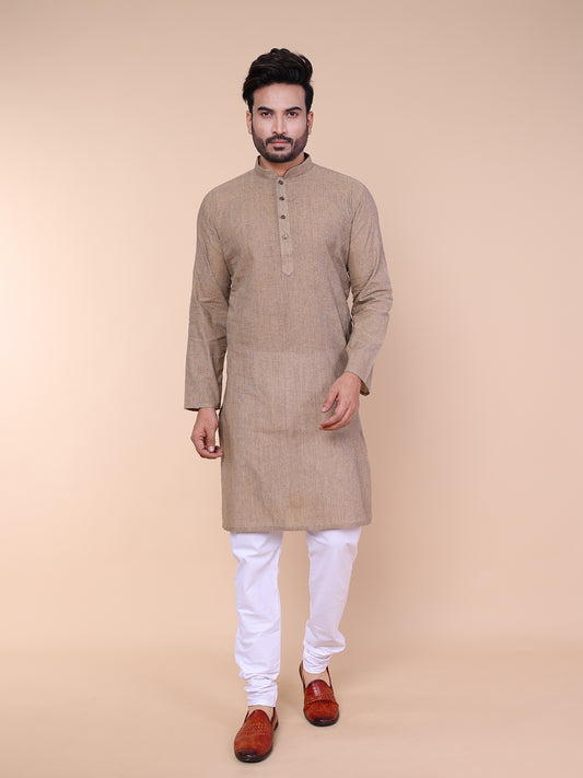 Men's Classic Grey Khadi Cotton Kurta with Pajama