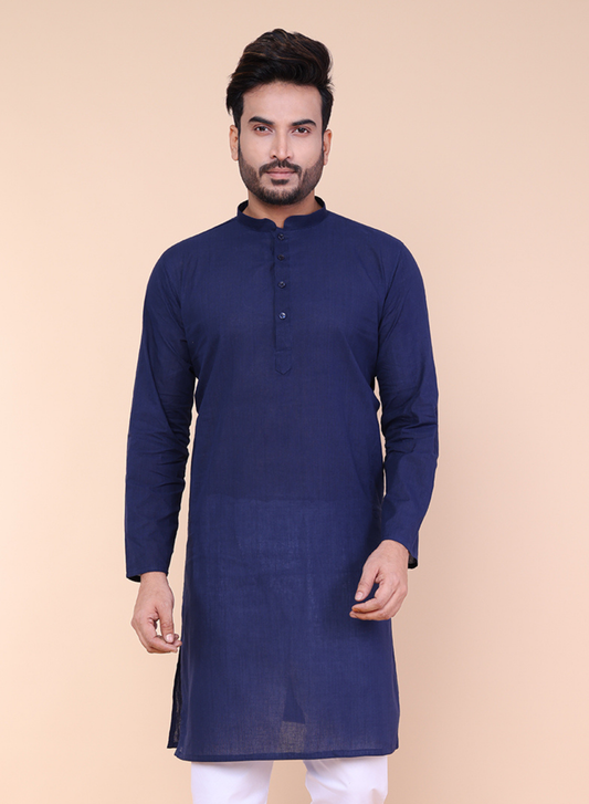 Men’s Navy Blue Khadi Cotton Kurta