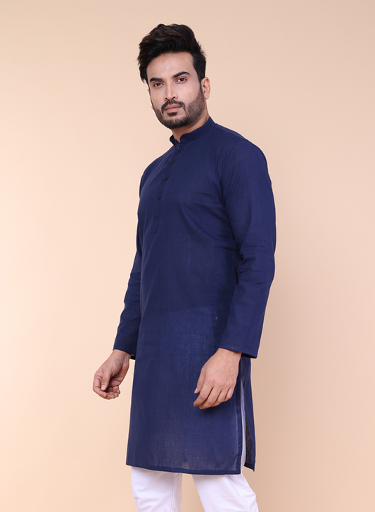 Men’s Navy Blue Khadi Cotton Kurta
