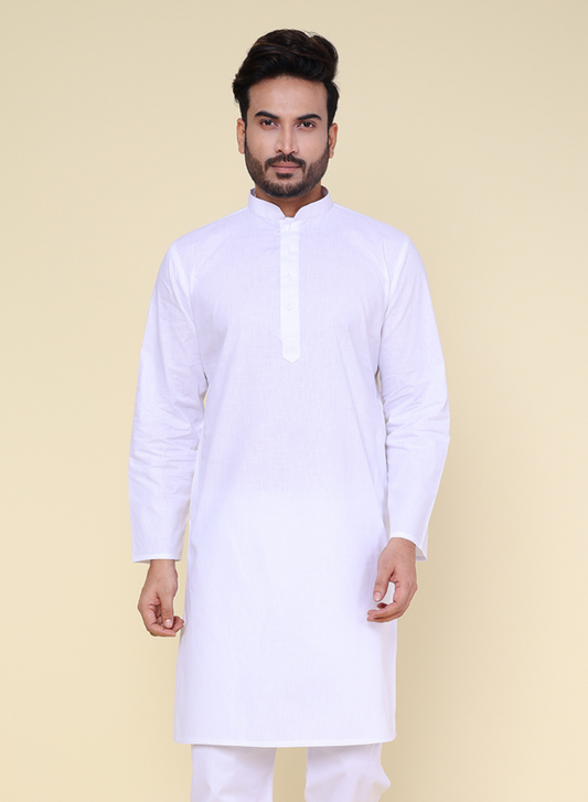 Men's White Cotton Kurta