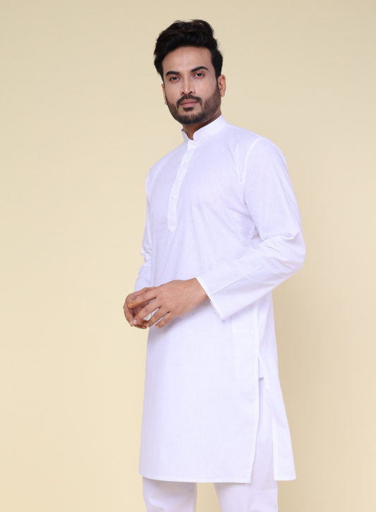 Men's White Cotton Kurta