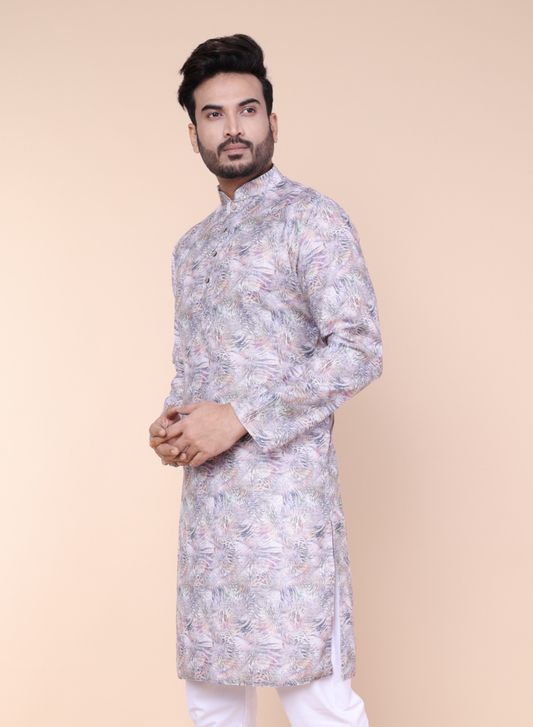 Men’s Pastel Printed Cotton Kurta