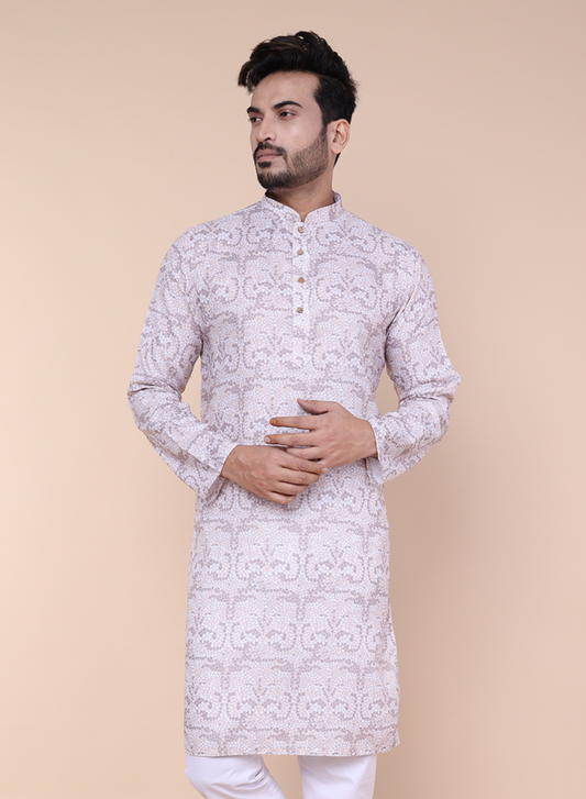 Men’s Mosaic Print Cotton Kurta