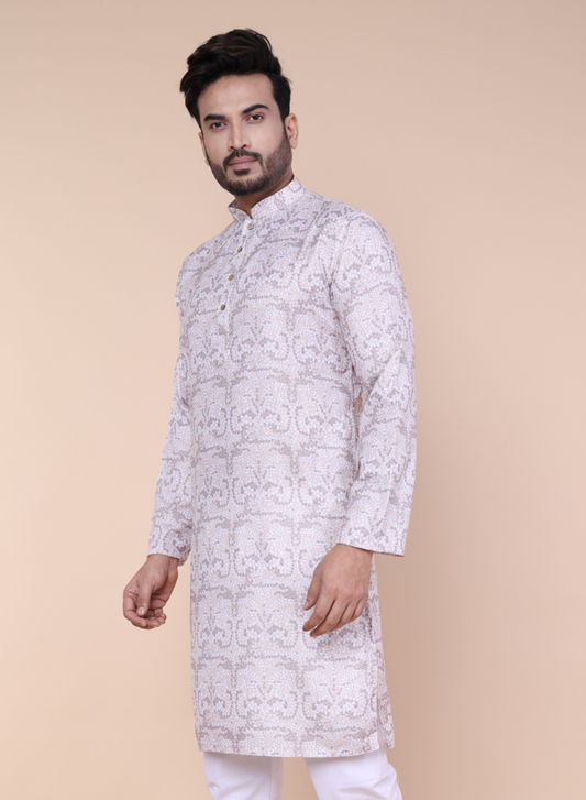 Men’s Mosaic Print Cotton Kurta
