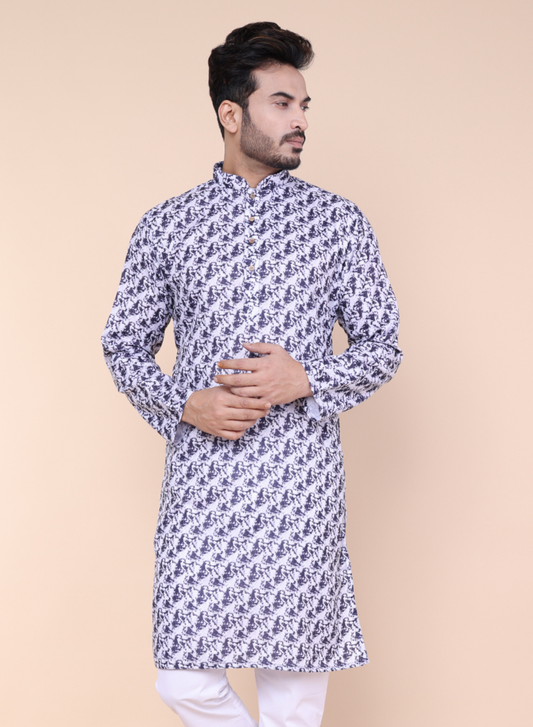 Men’s Abstract Printed Cotton Kurta