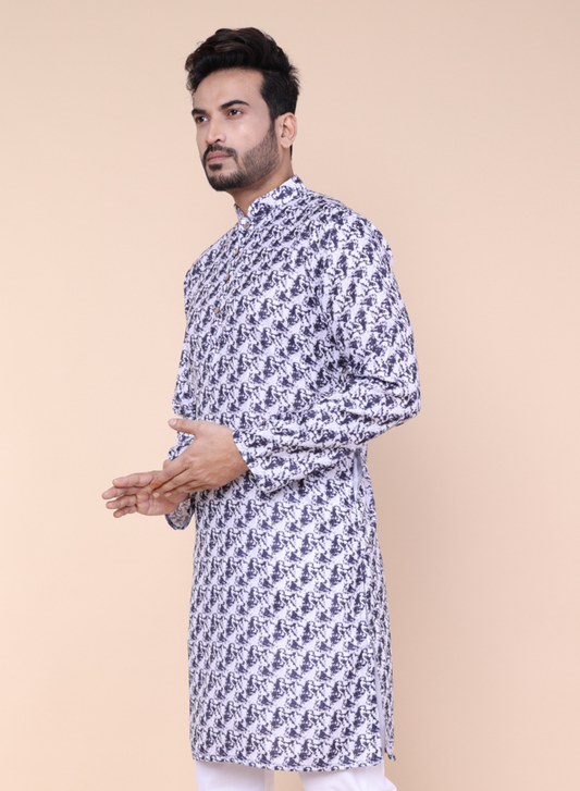 Men’s Abstract Printed Cotton Kurta