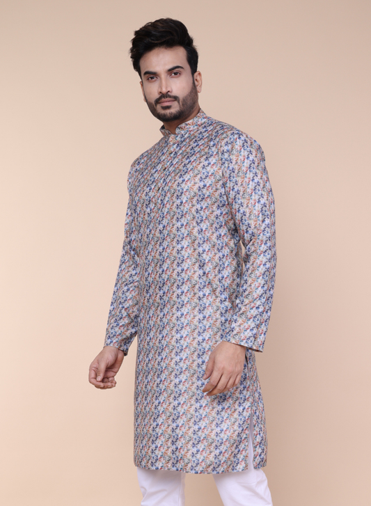Men’s Ikat Print Cotton Kurta