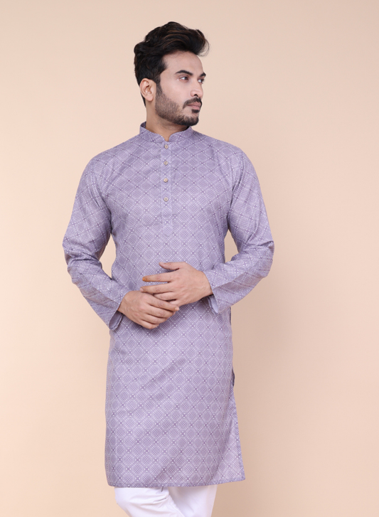 Men’s Geometric Printed Cotton Kurta