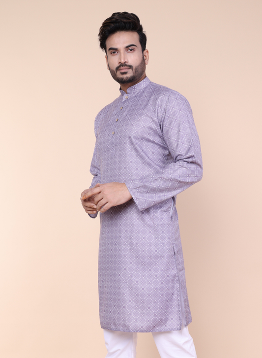 Men’s Geometric Printed Cotton Kurta