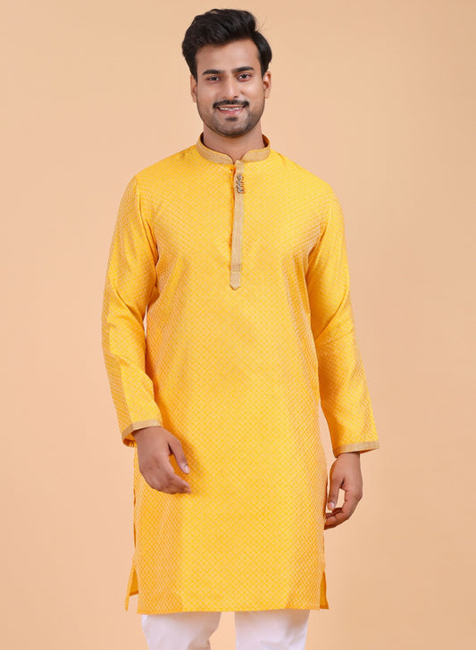 Men’s Yellow Cotton Ethnic Kurta