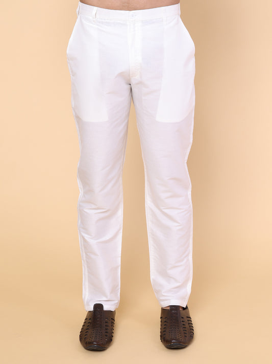 Men’s Pure White Silk Pant