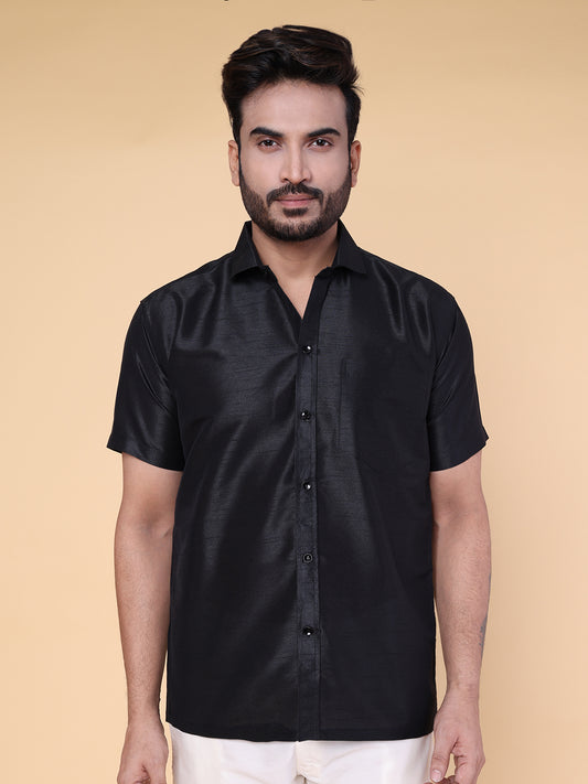 Men’s Black Silk Blend Shirt