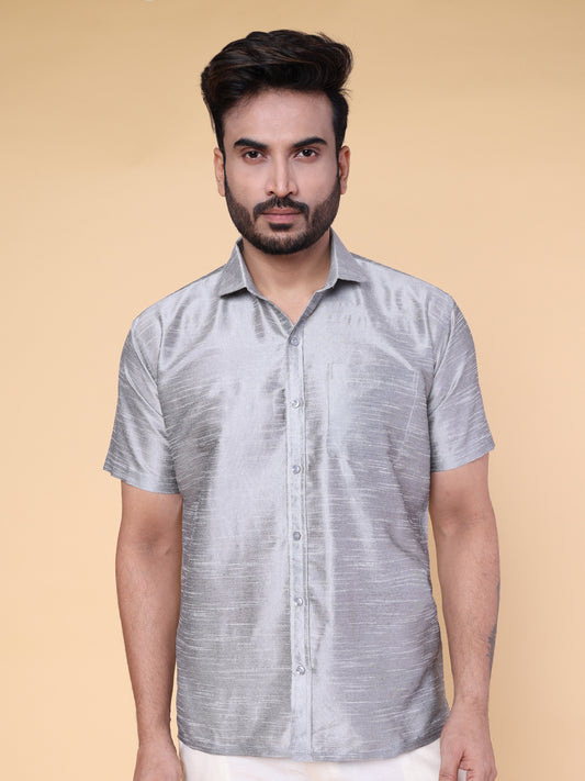 Men’s Grey Silk Blend Shirt