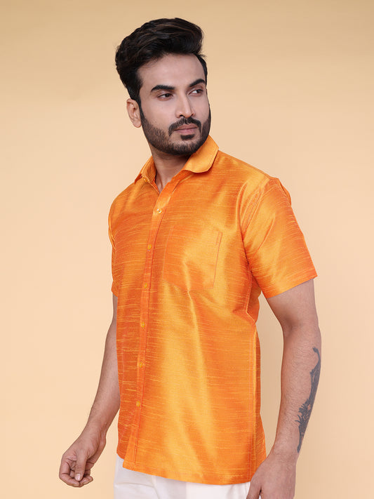 Men’s Orange Silk Blend Shirt