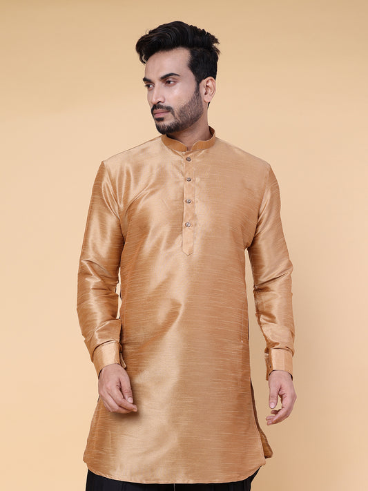 Men's Rose Gold Silk Blend Kurta