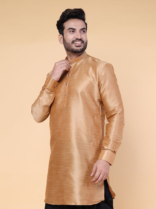 Men's Rose Gold Silk Blend Kurta