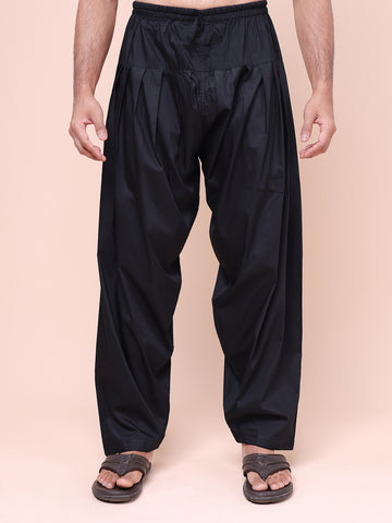 Men's Black Silk Blend Patiala Pant