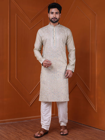Men's Mint Green Silk Blend Designer Kurta