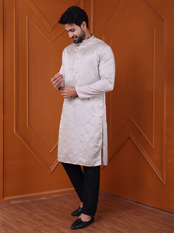 Men's Grey Silk Blend Designer Kurta