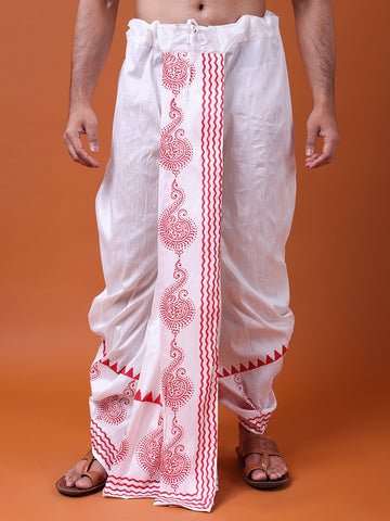 Men's White Silk Blend Dhoti