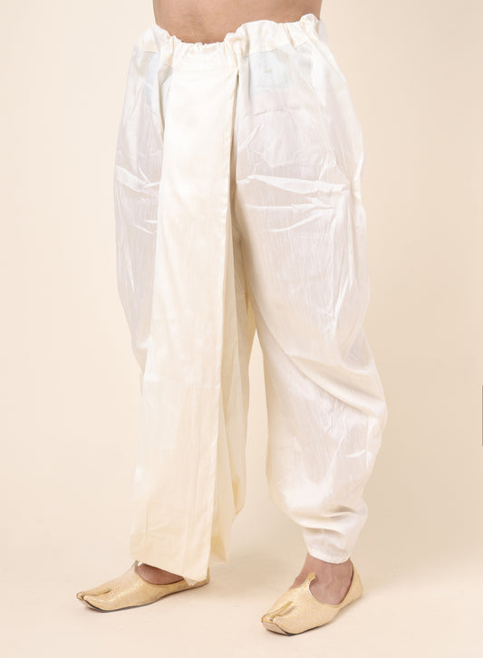 Men’s Cream Silk Blend Ready-to-Wear Dhoti