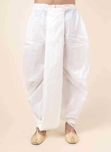 Men’s White Silk Blend Ready-to-Wear Dhoti