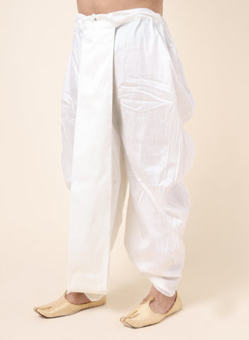 Men’s White Silk Blend Ready-to-Wear Dhoti