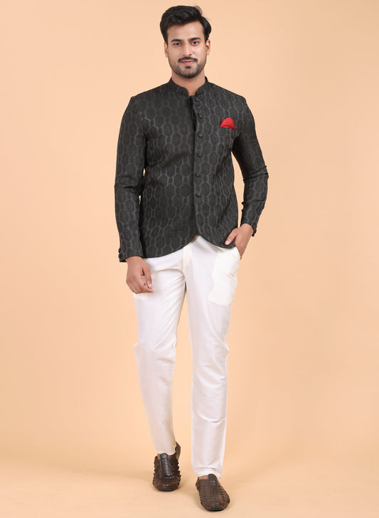 Men’s Black Silk Jodhpuri Suit