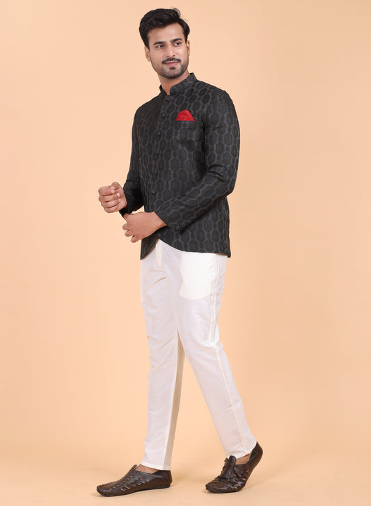 Men’s Black Silk Jodhpuri Suit