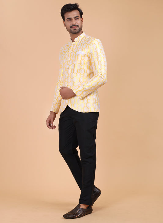 Men’s Yellow Silk Jodhpuri Suit