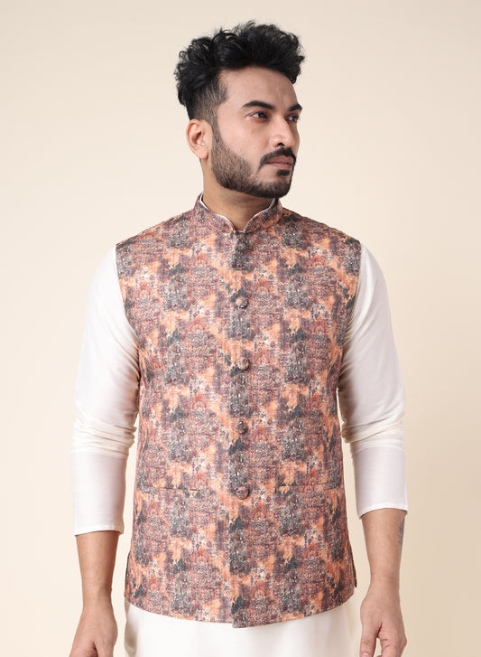 Men’s Multicolor Textured Nehru Jacket