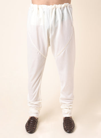 Men’s White Silk Kurta Pajama Set with Line Patterned Jacket