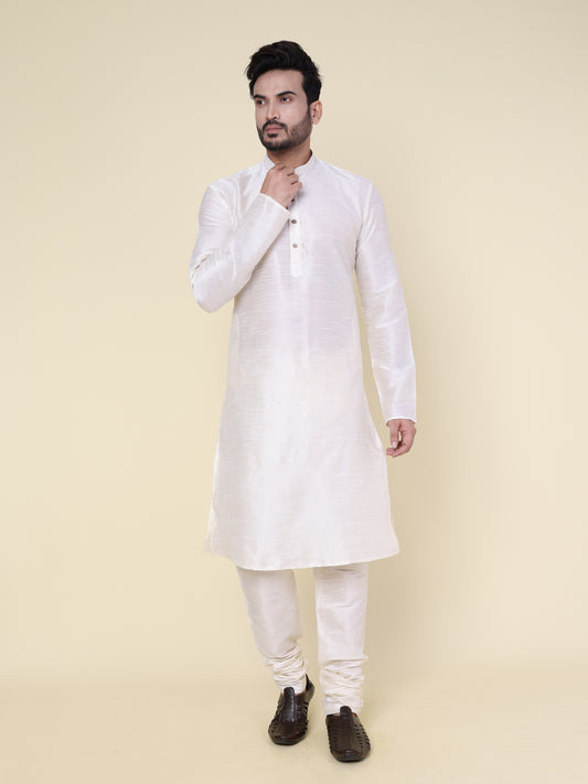 Men's Cream Silk Blend Kurta with Pajama