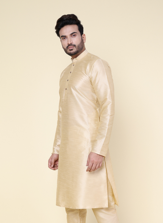 Men's Gold Silk Blend Kurta