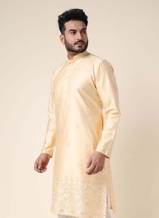 Men's Gold Silk Kurta