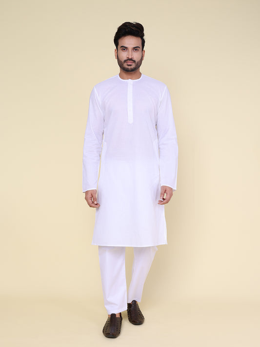 Men’s White Basic Cotton Kurta