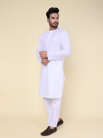 Men’s White Basic Cotton Kurta
