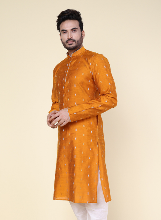 Men's Rust Silk Kurta