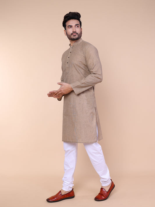 Men's Classic Grey Khadi Cotton Kurta with Pajama