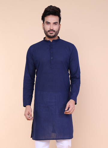 Men’s Navy Blue Khadi Cotton Kurta